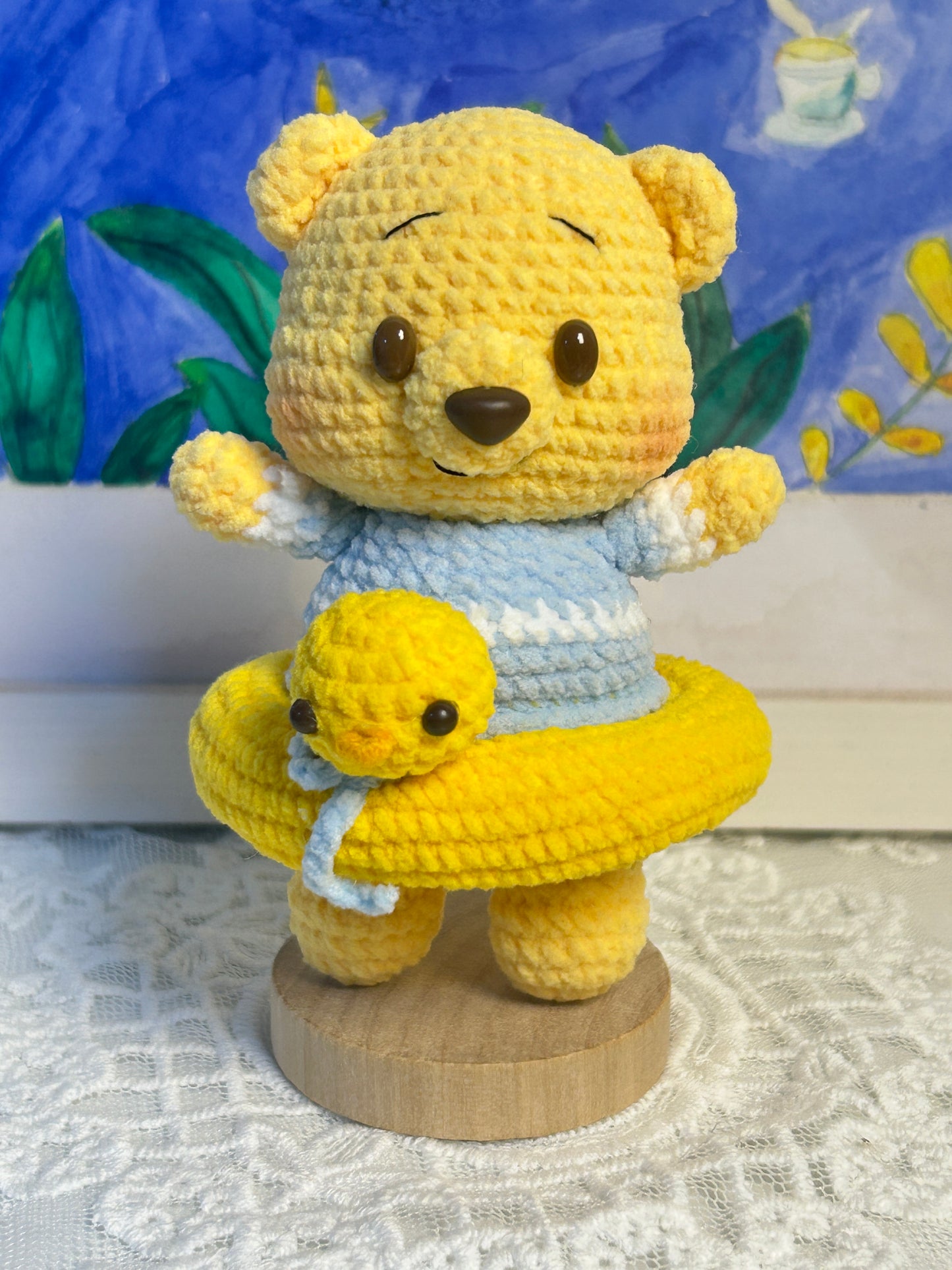 Crochet doll bear blue 01