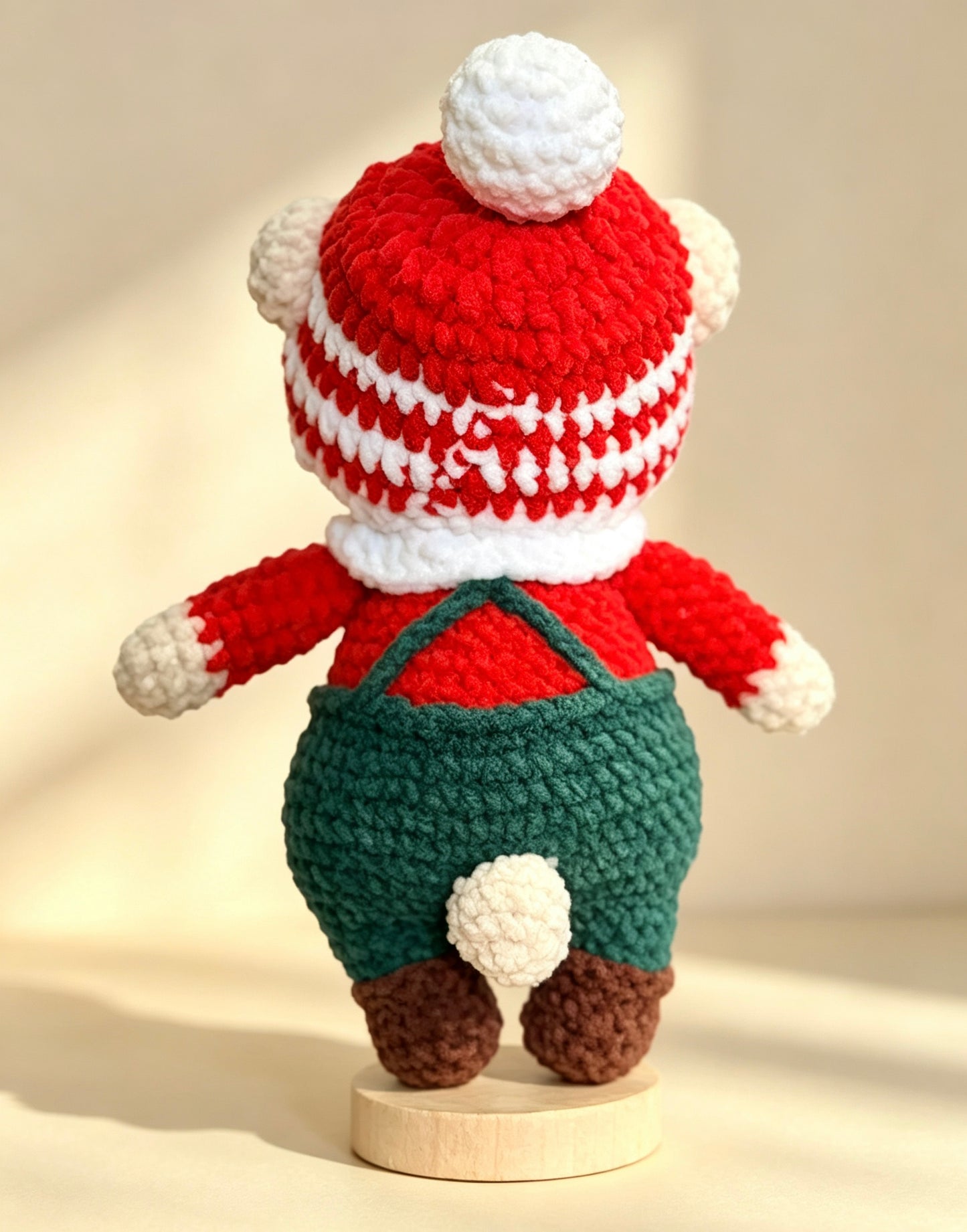 Crochet Doll Checkered Hat Christmas Bear