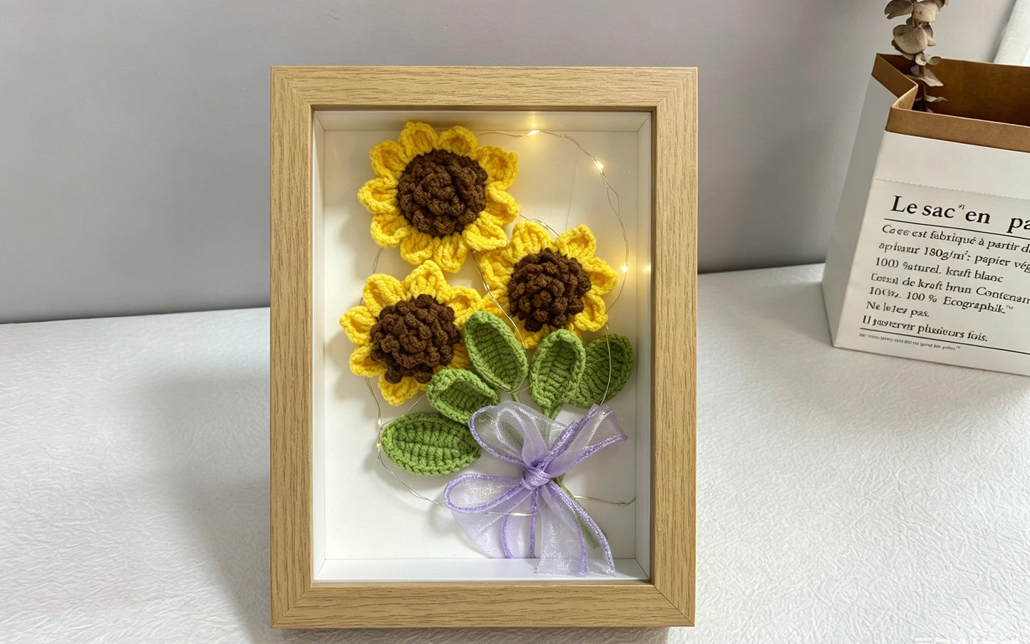 Crochet Flower Photo Frame-Sunflower