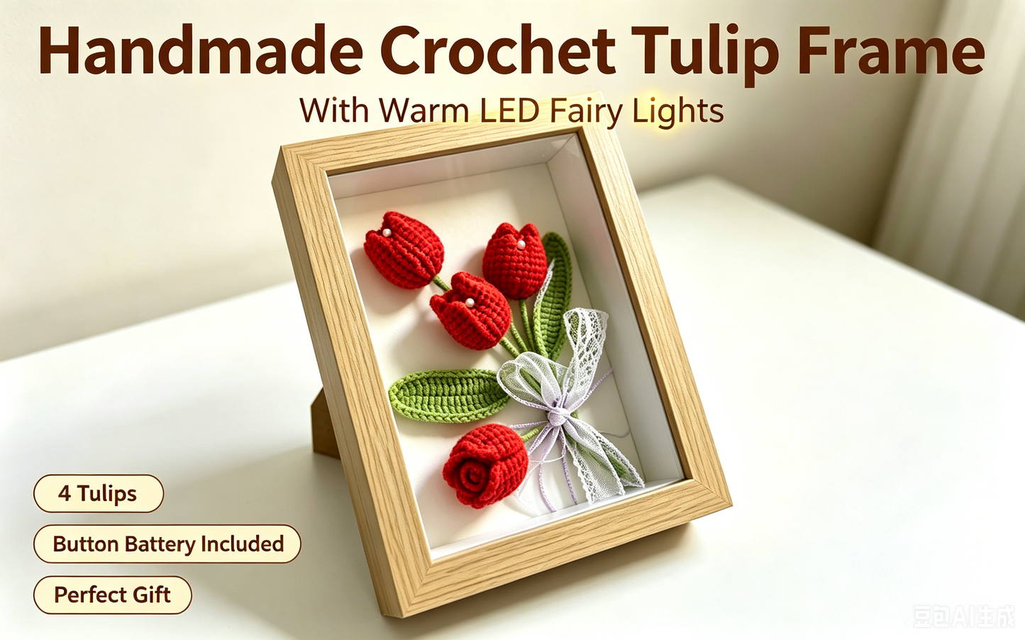 Crochet Flower Photo Frame-Tuilp