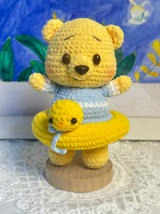 Crochet doll bear blue 01