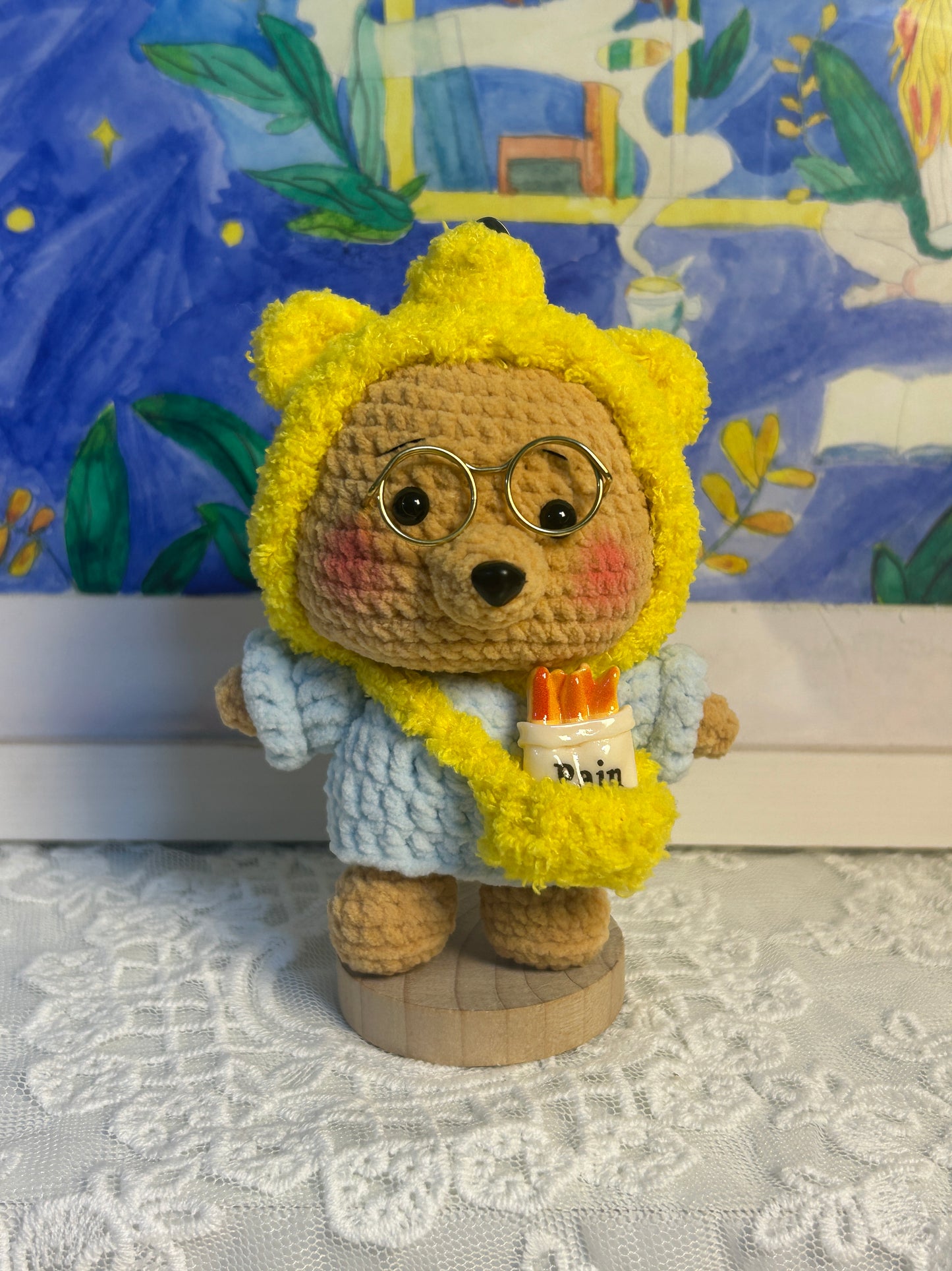 Crochet doll hat bear 03