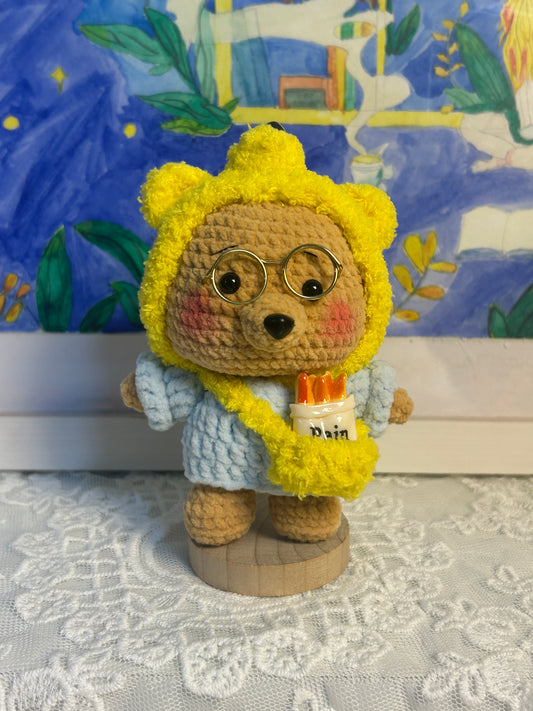 Crochet doll hat bear 03