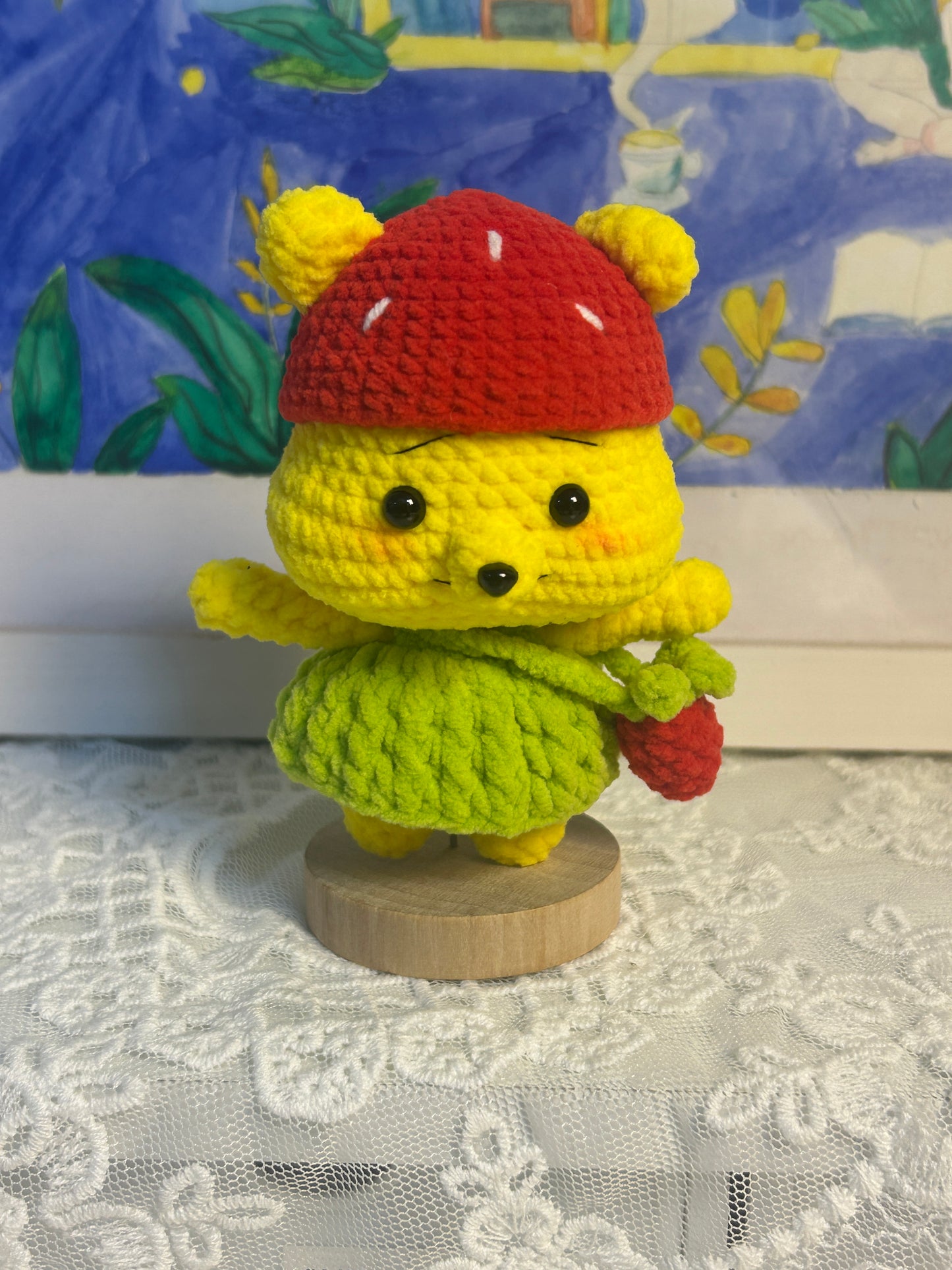 Crochet doll bear strawberry 04